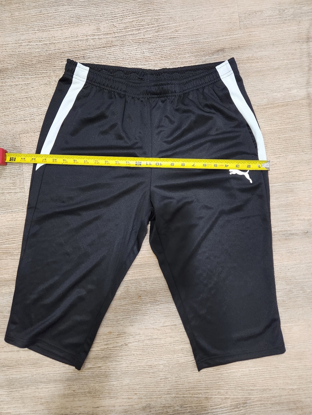 Puma Black Men' Athletic Shorts with White Side Panels